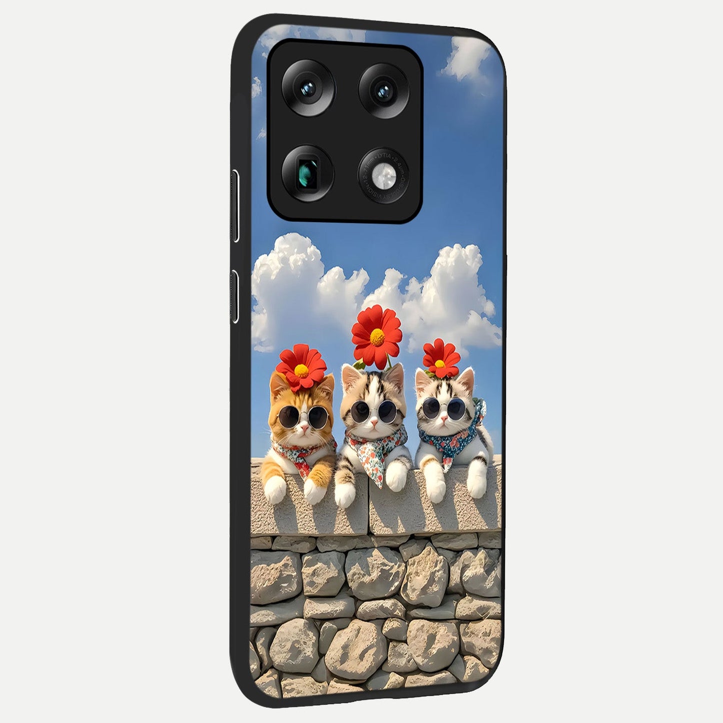  Floral Kitty Squad back cover For Moto Signature slim fit glass case with vibrant aesthetic design