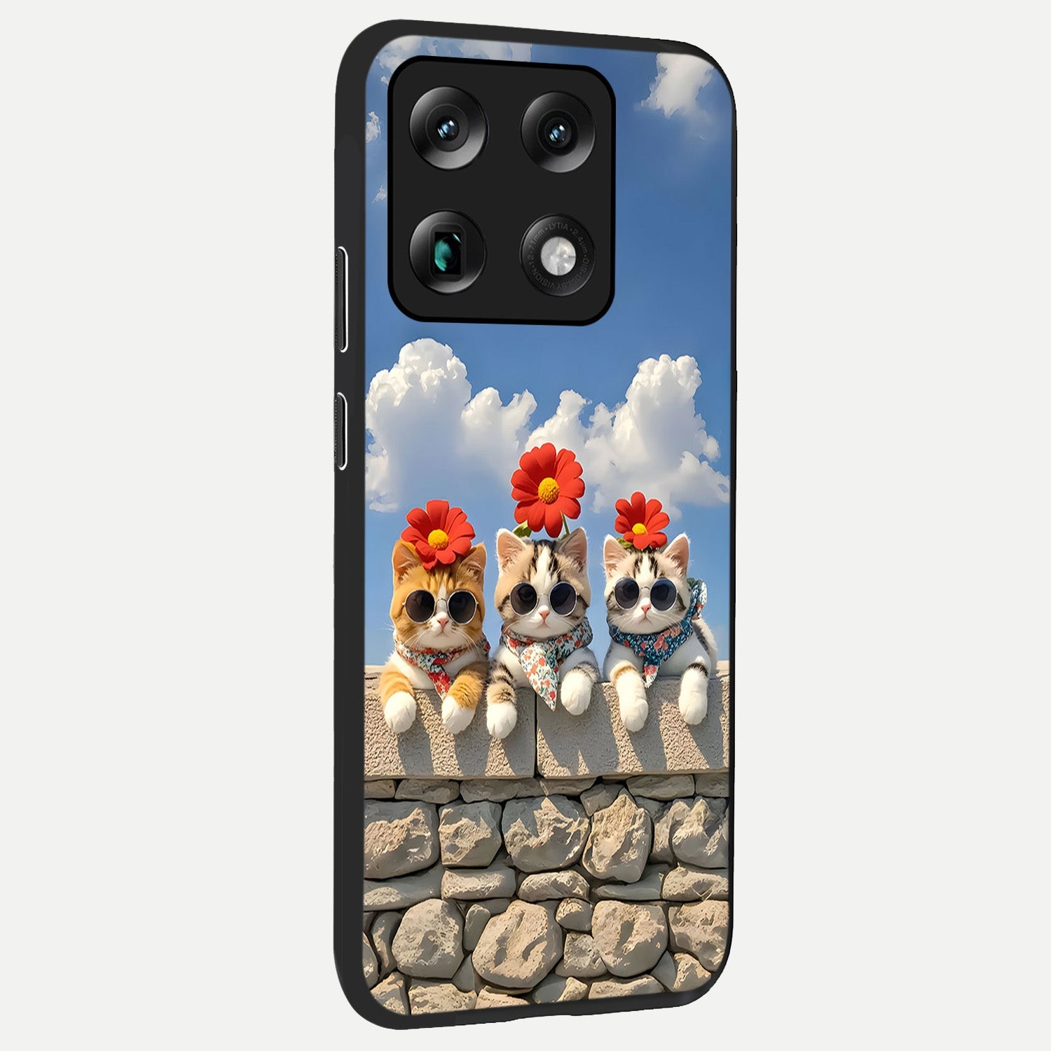  Floral Kitty Squad back cover For Moto Signature slim fit glass case with vibrant aesthetic design