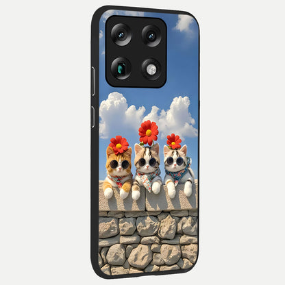  Floral Kitty Squad back cover For Moto Signature slim fit glass case with vibrant aesthetic design
