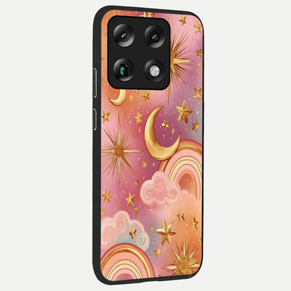  Golden Celestial Dreams back cover For Moto Signature slim fit glass case with vibrant aesthetic design