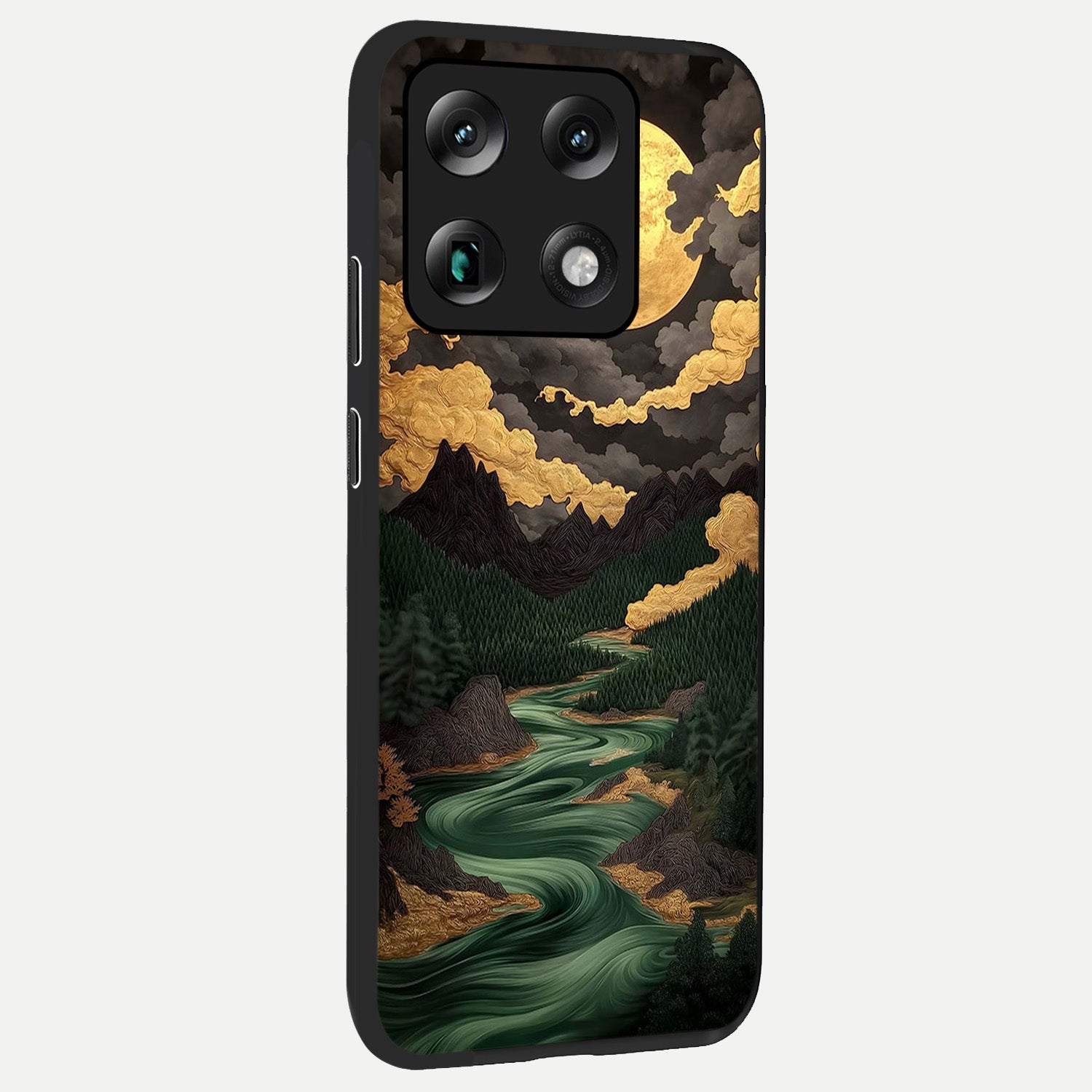  Golden River Moon back cover For Moto Signature slim fit glass case with vibrant aesthetic design