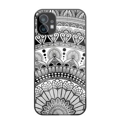 Mandala Pattern Black & White Glass Case For Nothing Phone 1