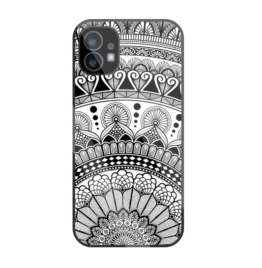 Mandala Pattern Black & White Glass Case For Nothing Phone 1