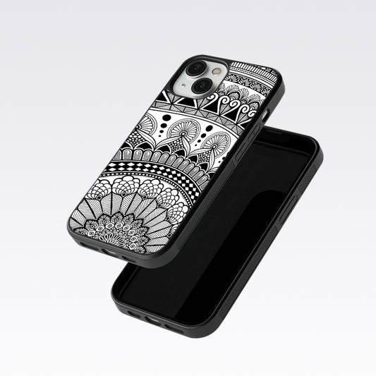 Mandala Pattern Black & White Glass Case For Nothing Phone 1
