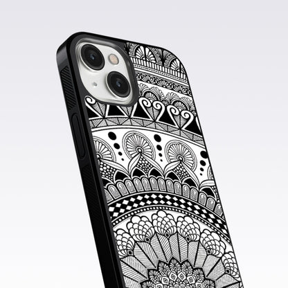 Mandala Pattern Black & White Glass Case For Nothing Phone 1