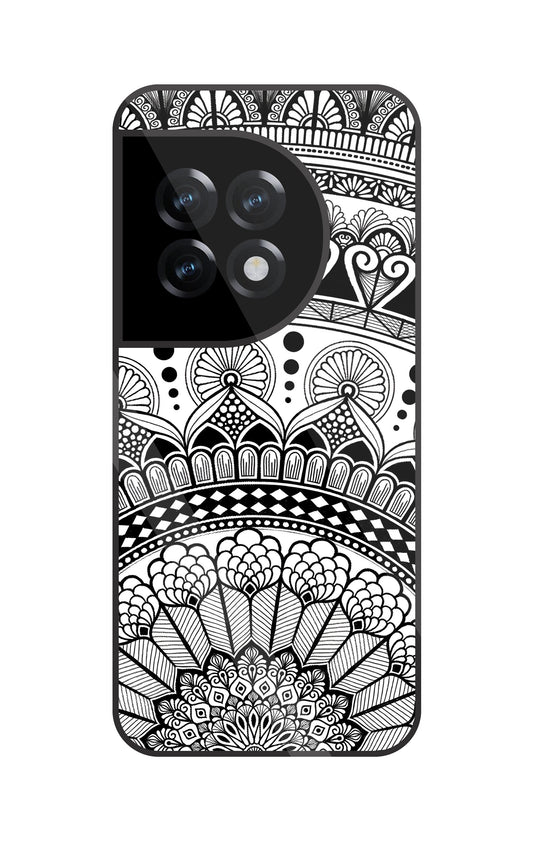 Mandala Pattern Black & White Glass Case For OnePlus 11R