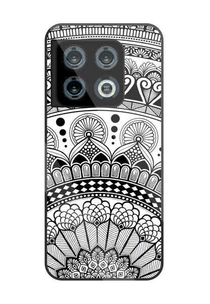 Mandala Pattern Black & White Glass Case For OnePlus 10 Pro