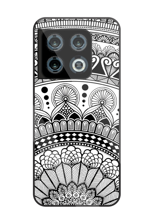 Mandala Pattern Black & White Glass Case For OnePlus 10 Pro