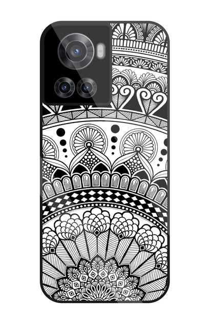 Mandala Pattern Black & White Glass Case For OnePlus 10R