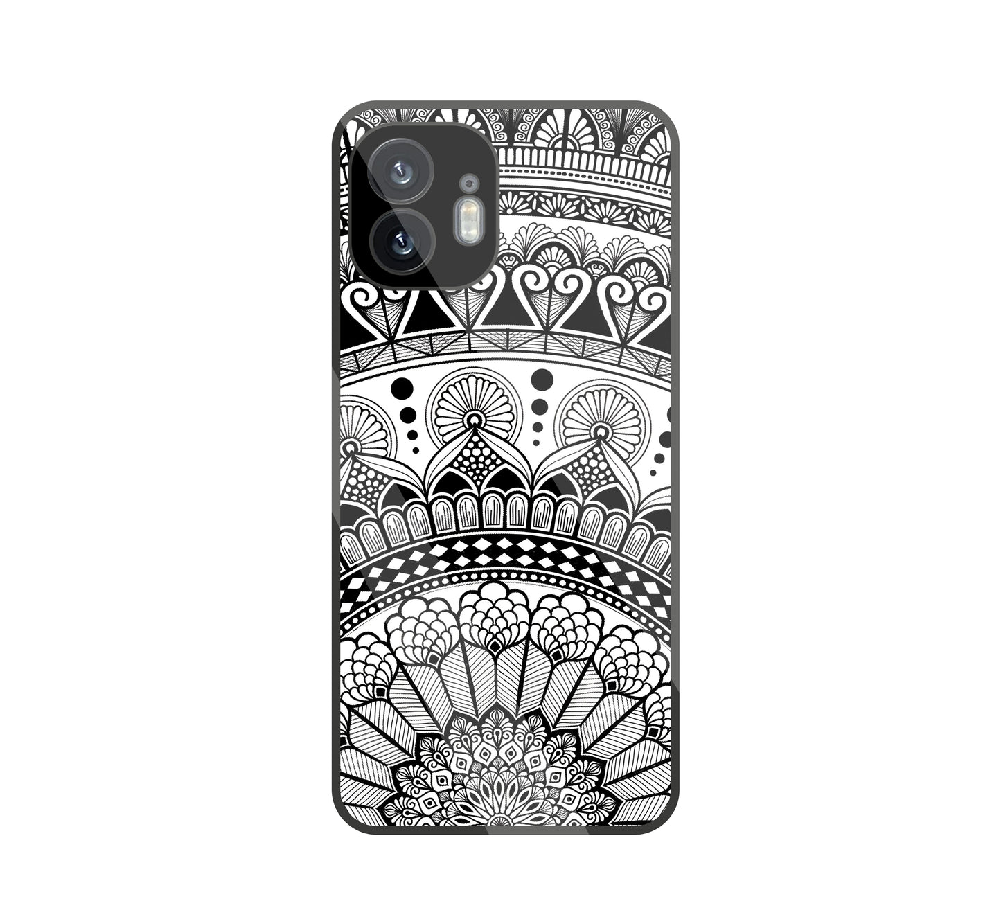 Mandala Pattern Black & White glass Case For Nothing Phone 2