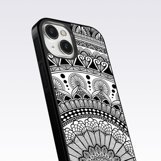 Mandala Pattern Black & White glass Case For Nothing Phone 2A