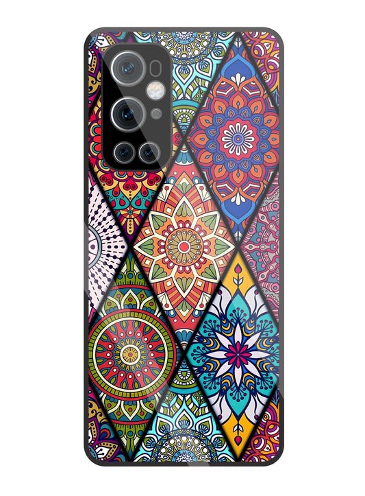 Mandala Patterns Colourful Glass Case For OnePlus 9 Pro
