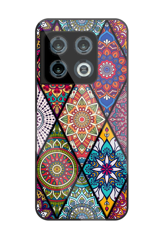 Mandala Patterns Colourful Glass Case For OnePlus 10 Pro