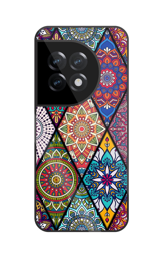 Mandala Patterns Colourful Glass Case For OnePlus 11R