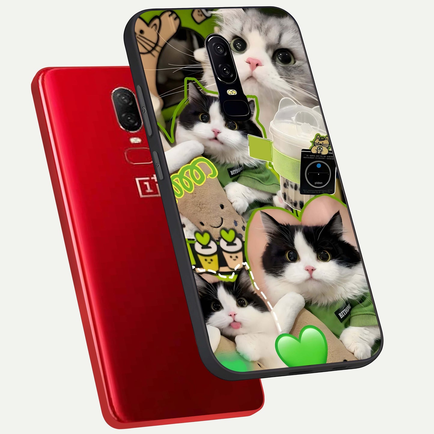 Matcha Cats Mood Glass Case displayed upright for cozy aesthetic visibility and premium finish.