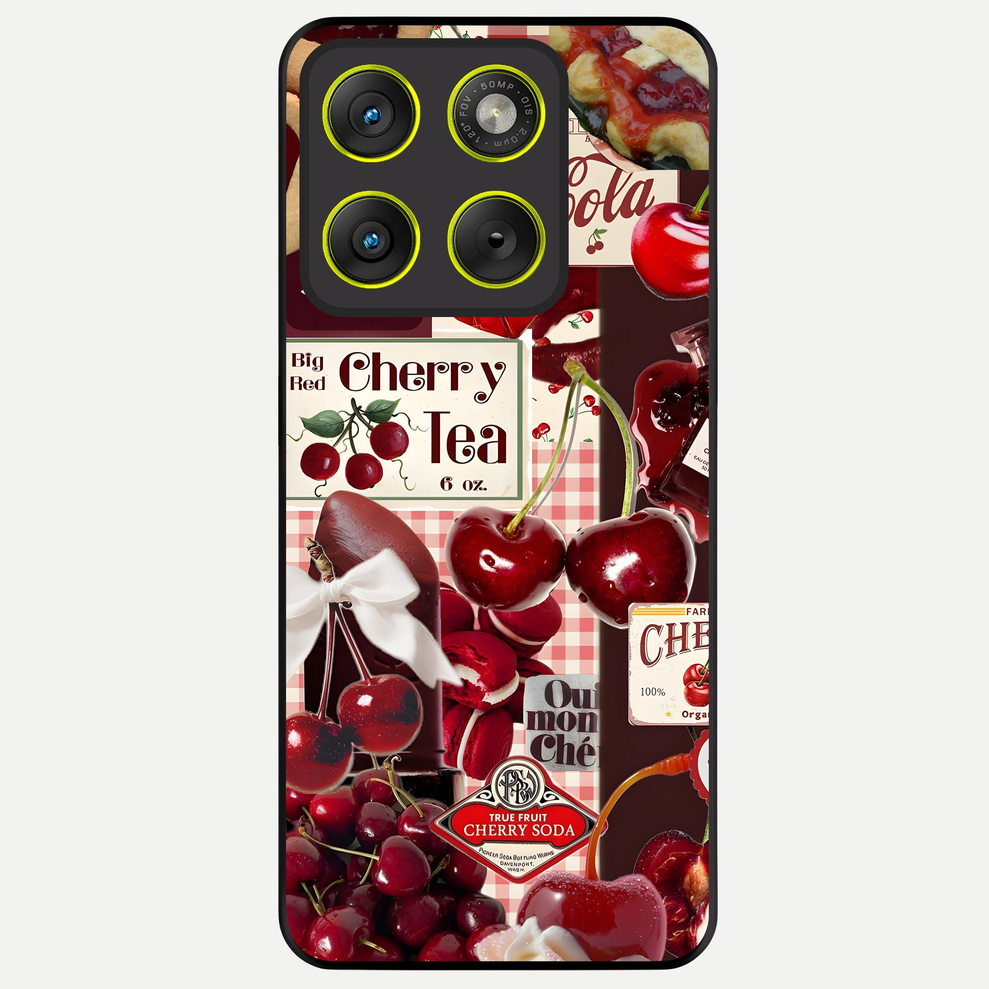  Aesthetic Cherry Tea Glass Case For Moto Edge 70 back cover – full design glossy printed glass finish