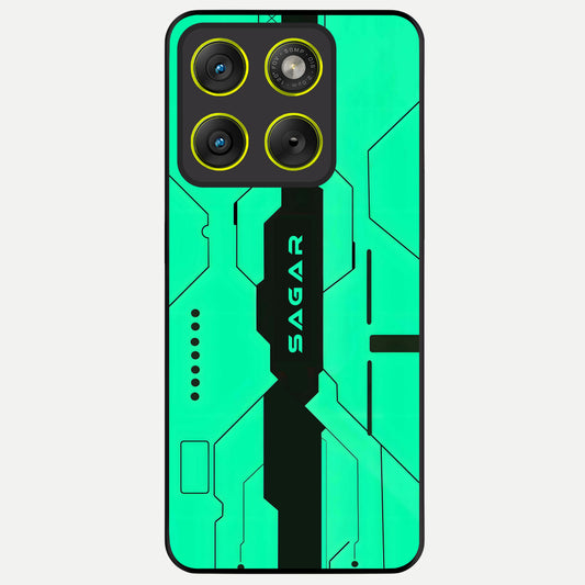  Aqua Tech CYBERPUNK Custom Name Glass Case For Moto Edge 70 back cover – full design glossy printed glass finish