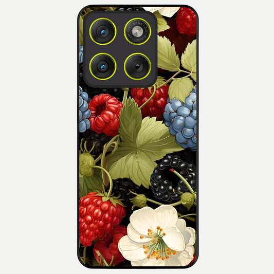  Berry Bloom Charm Glass Case For Moto Edge 70 back cover – full design glossy printed glass finish