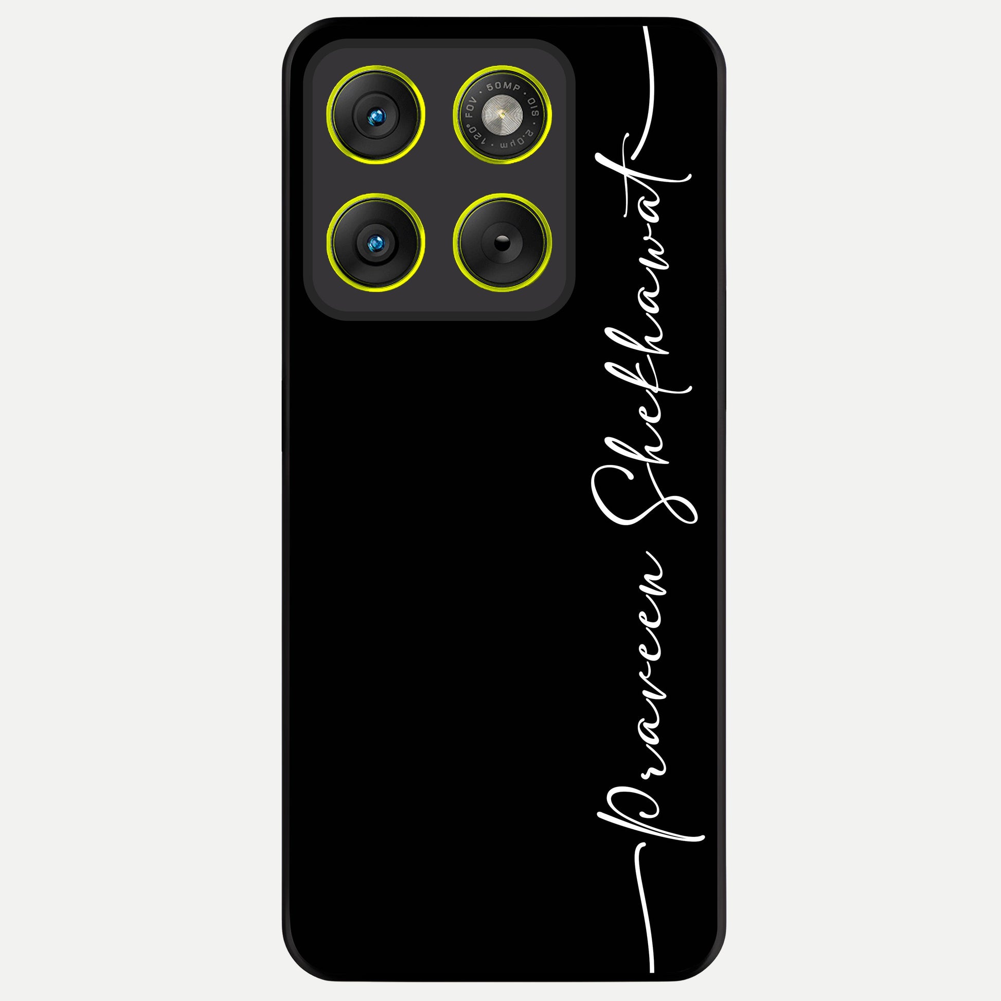  Black Tune Custom Name Glass Case For Moto Edge 70 back cover – full design glossy printed glass finish