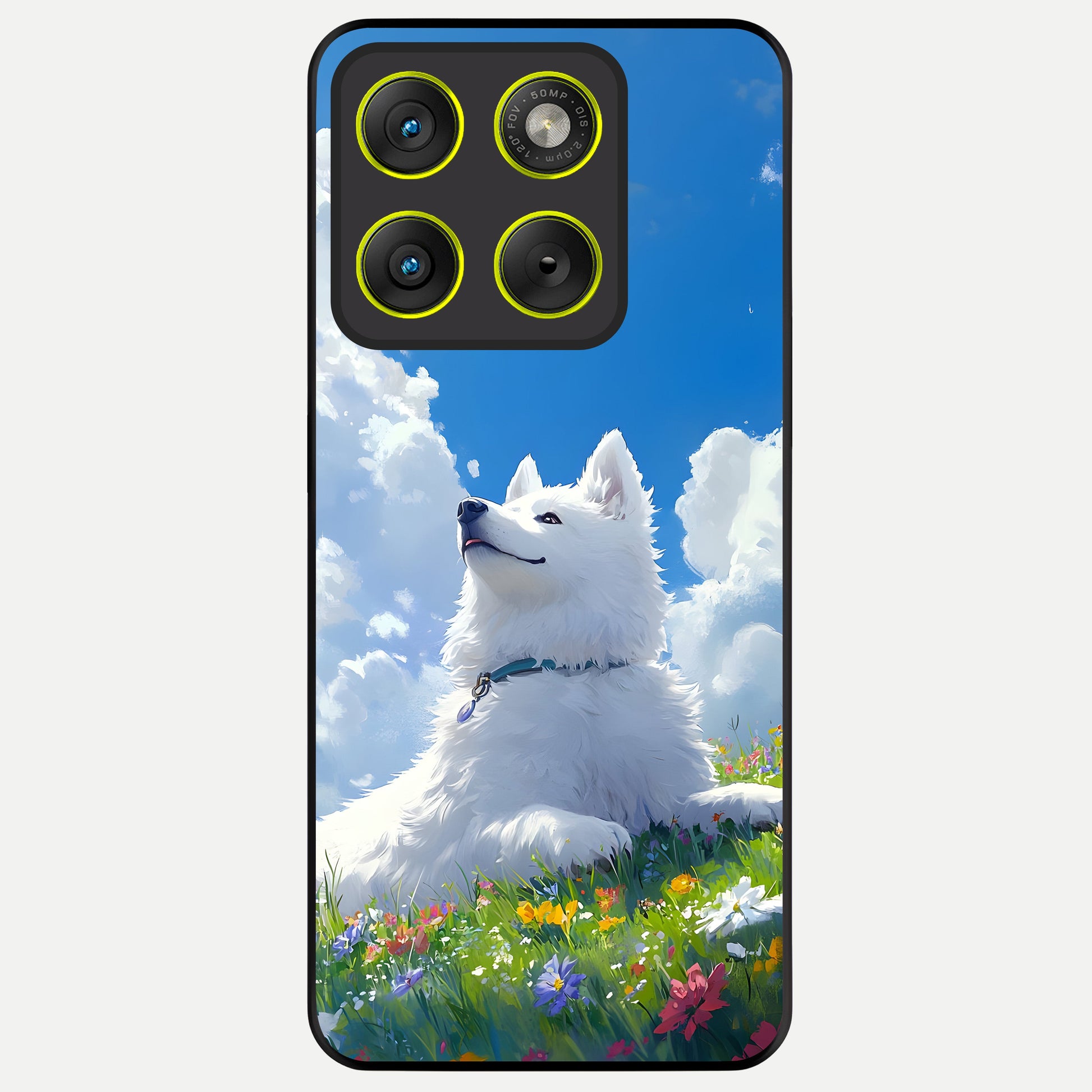  Blissful Cloud Pup Glass Case For Moto Edge 70 back cover – full design glossy printed glass finish