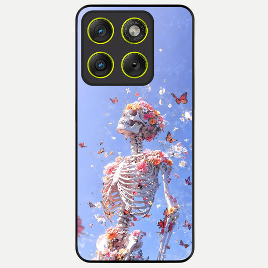  Bloom Beyond Bones Glass Case For Moto Edge 70 back cover – full design glossy printed glass finish