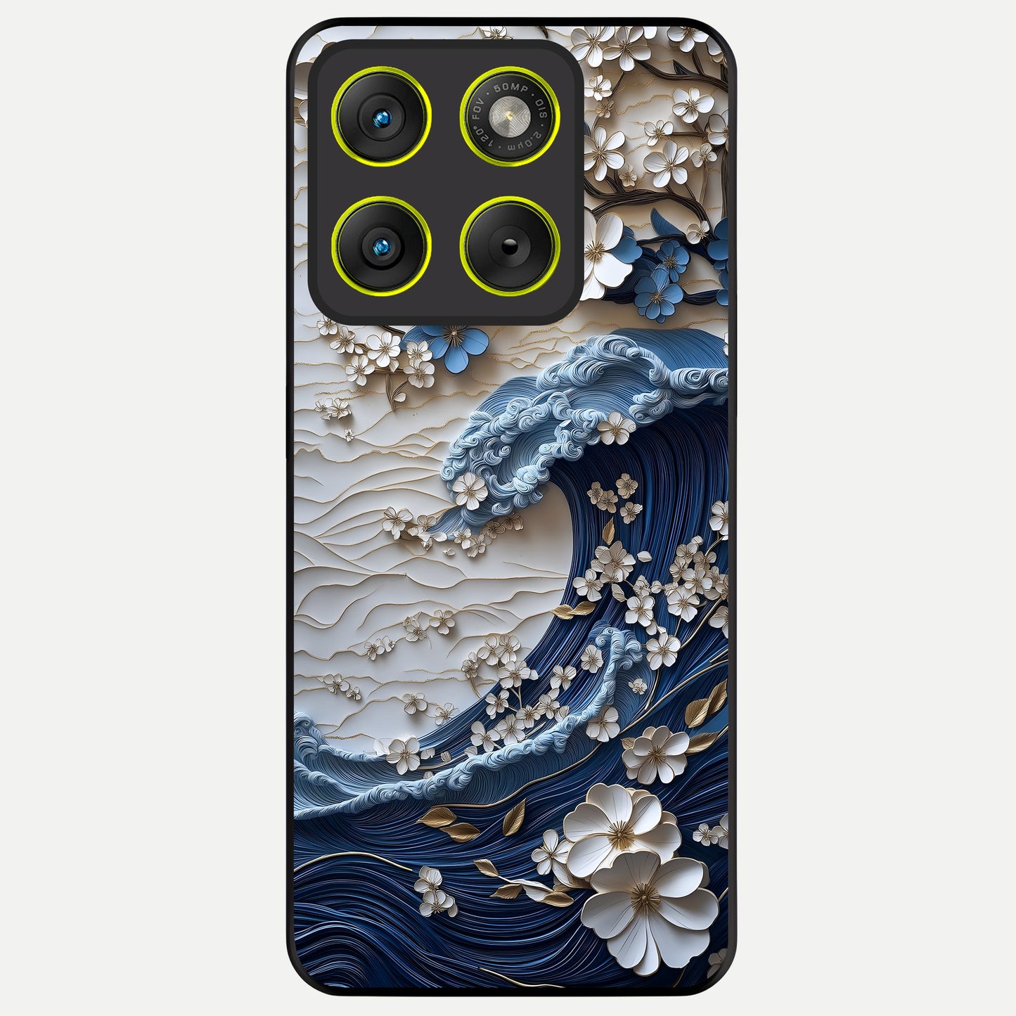  Blossom Wave Art Glass Case For Moto Edge 70 back cover – full design glossy printed glass finish