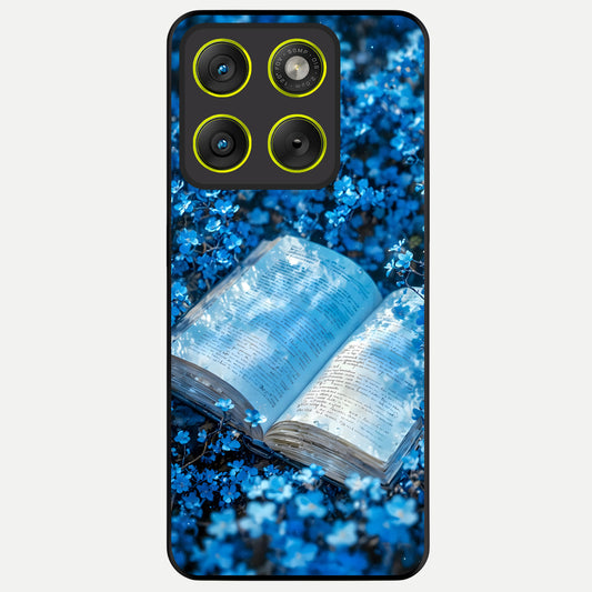  Blue Bloom Tales Glass Case For Moto Edge 70 back cover – full design glossy printed glass finish