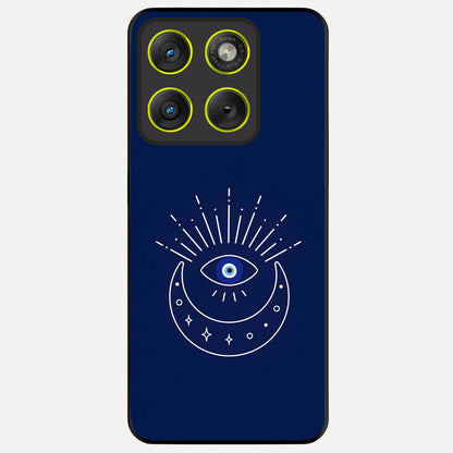  Blue Evil Eye Glass Case For Moto Edge 70 back cover – full design glossy printed glass finish