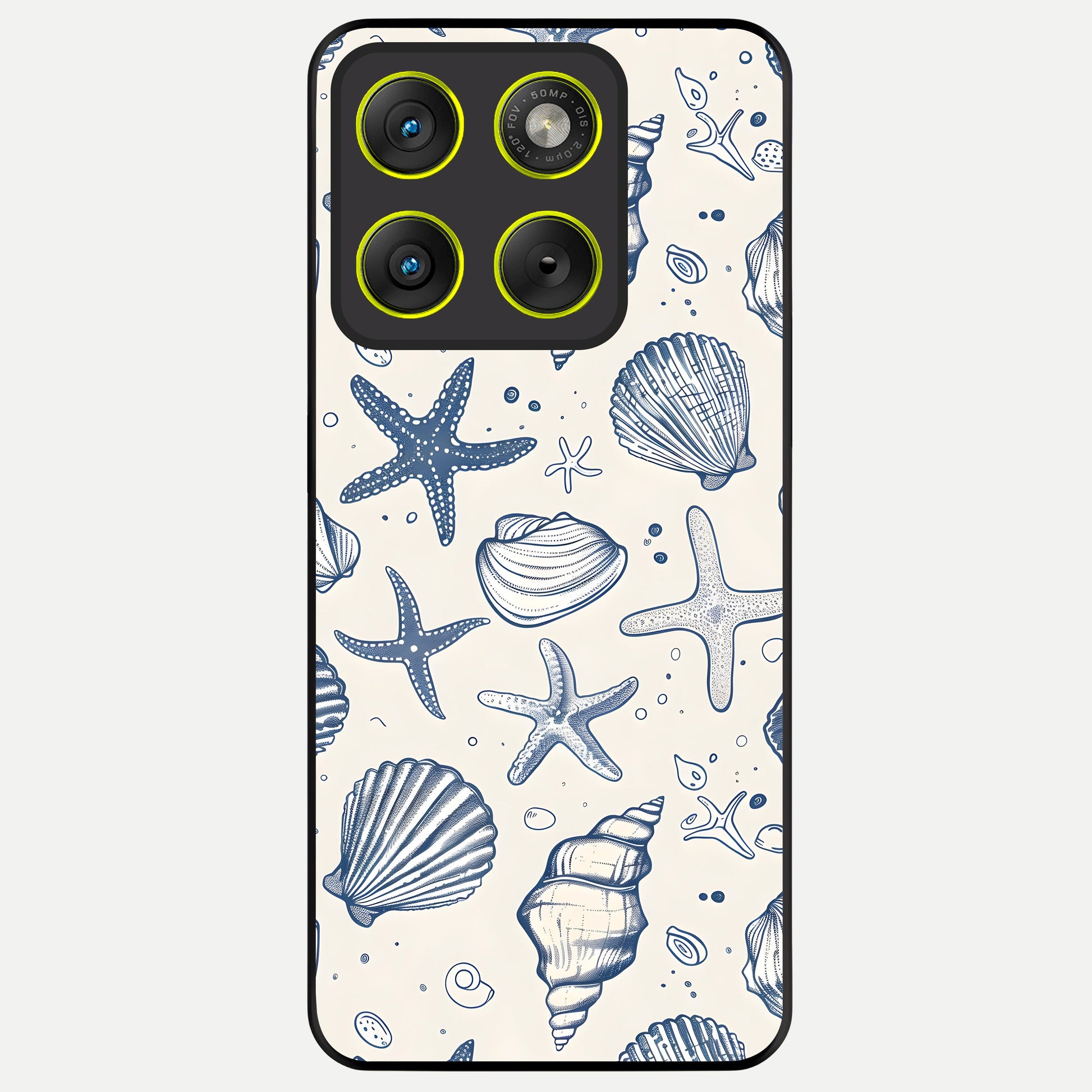  Blue Ocean Outline Glass Case For Moto Edge 70 back cover – full design glossy printed glass finish