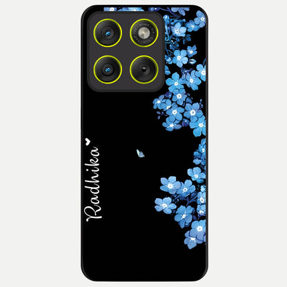  Blue Petal Dream Custom Name Glass Case For Moto Edge 70 back cover – full design glossy printed glass finish
