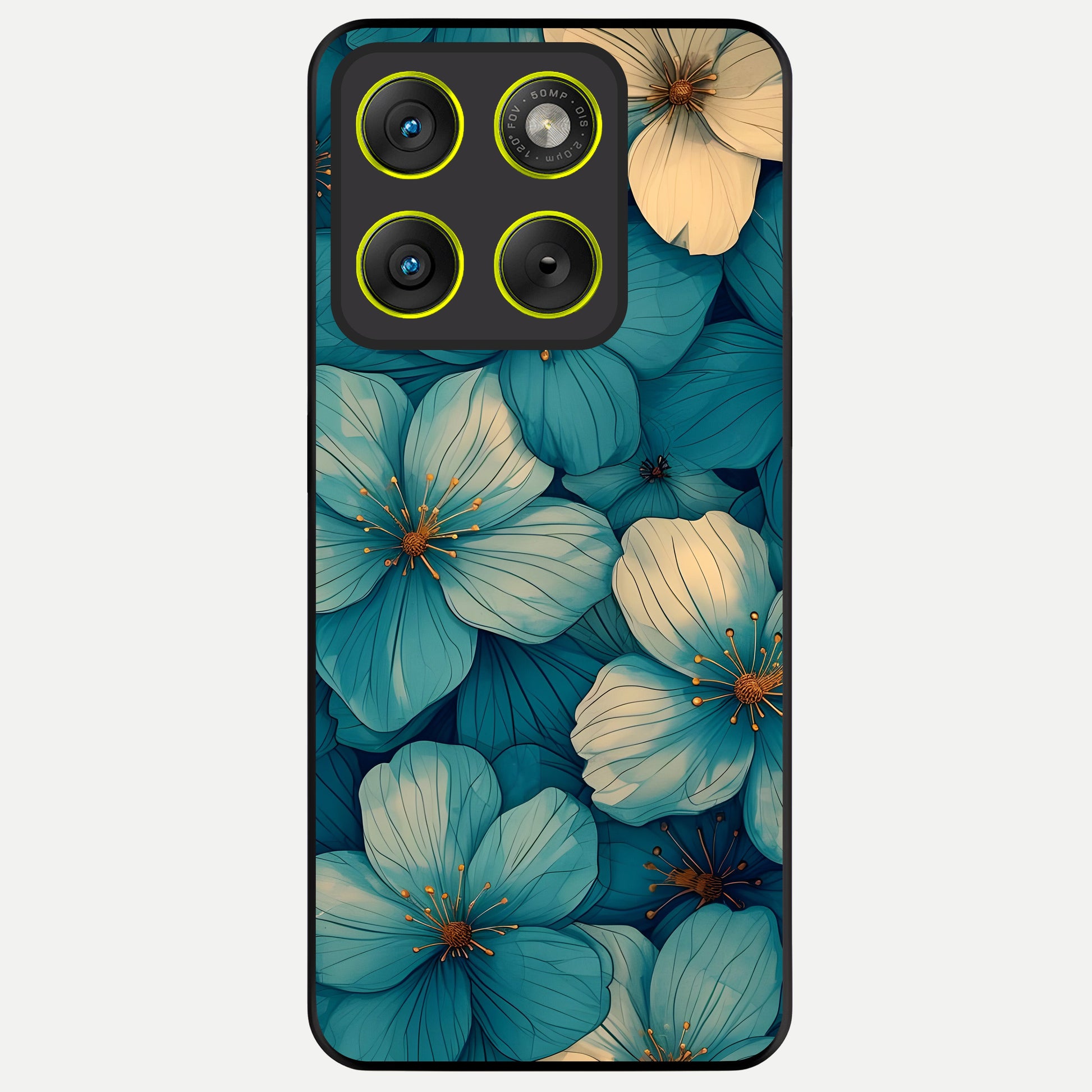  Blue Shade Floral Glass Case For Moto Edge 70 back cover – full design glossy printed glass finish