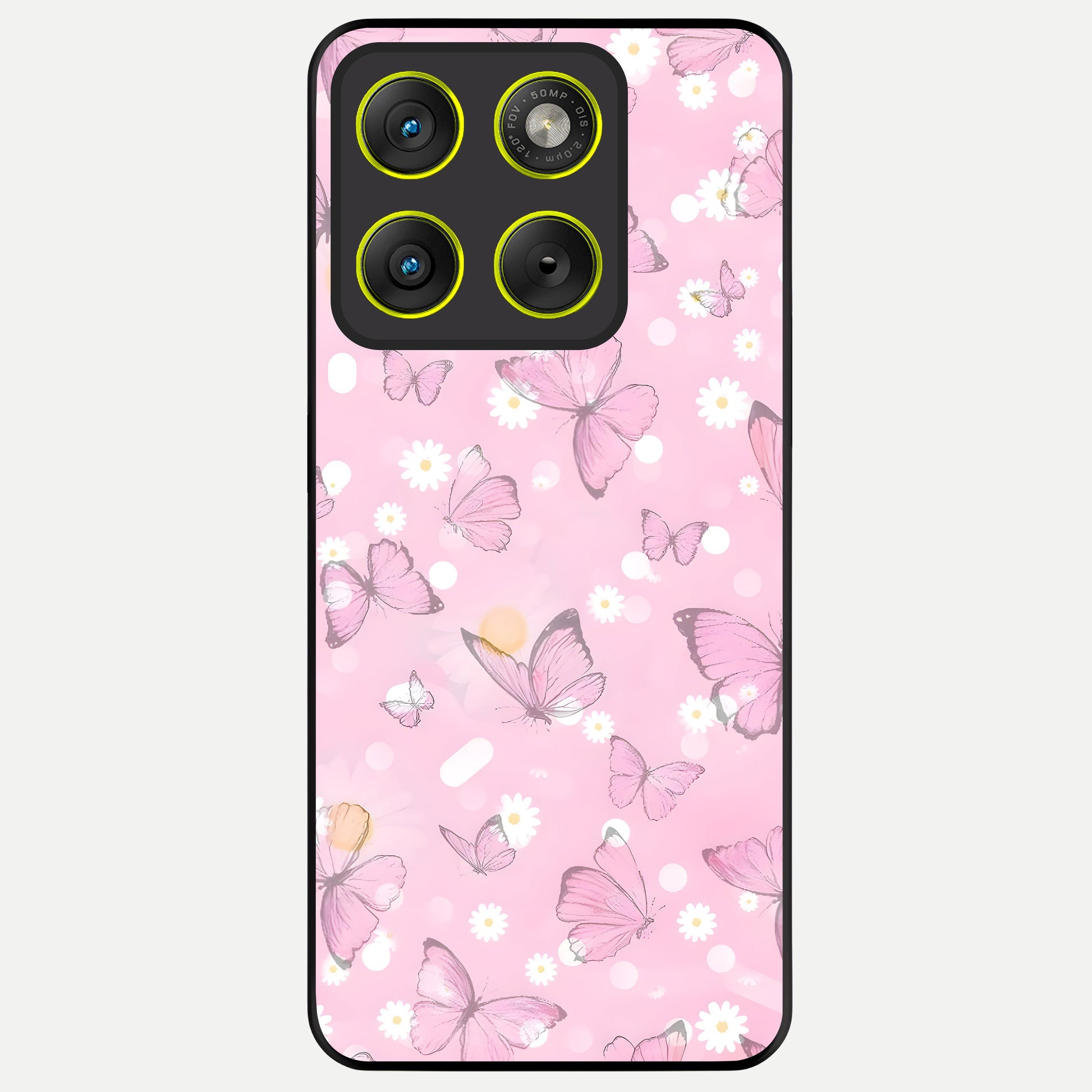  Blush Butterfly Garden Glass Case For Moto Edge 70 back cover – full design glossy printed glass finish