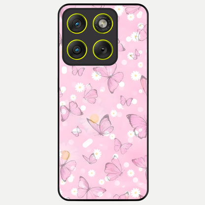  Blush Butterfly Garden Glass Case For Moto Edge 70 back cover – full design glossy printed glass finish