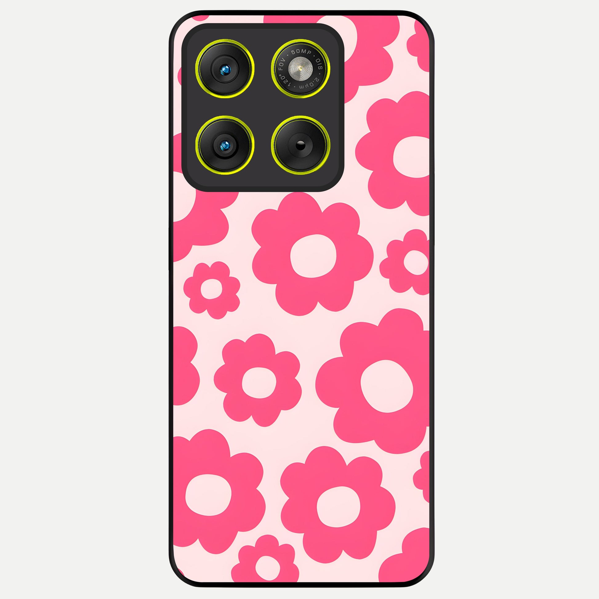  Blush Flower Pop Glass Case For Moto Edge 70 back cover – full design glossy printed glass finish