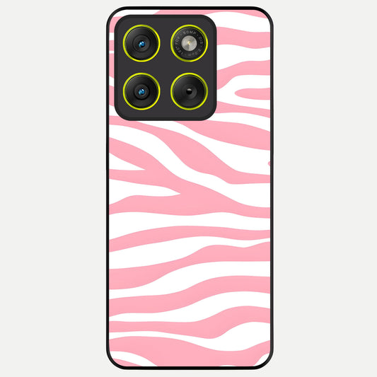 Blush Zebra Flow Glass Case For Moto Edge 70 back cover – full design glossy printed glass finish