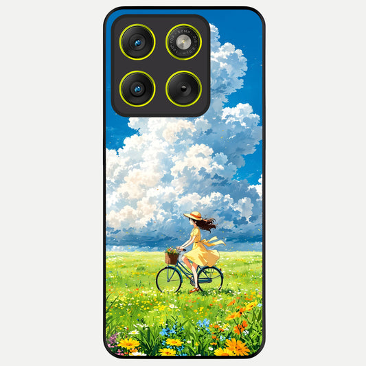  Breezy Meadow Ride Glass Case For Moto Edge 70 back cover – full design glossy printed glass finish