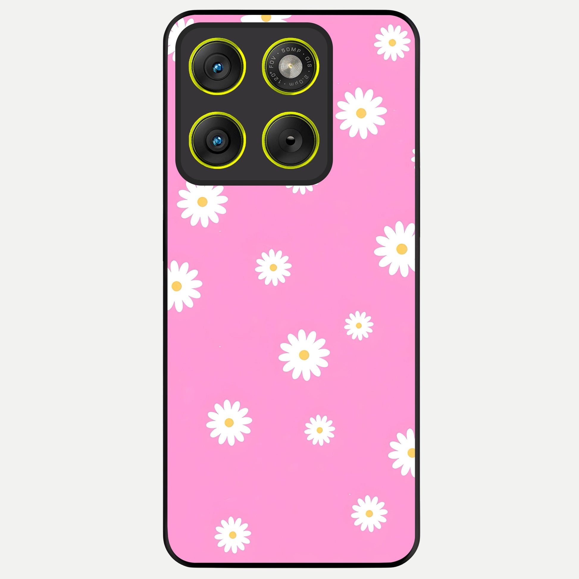  Bubblegum Daisy Pop Glass Case For Moto Edge 70 back cover – full design glossy printed glass finish