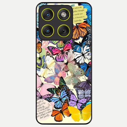  Butterflies Petal Dream Glass Case For Moto Edge 70 back cover – full design glossy printed glass finish