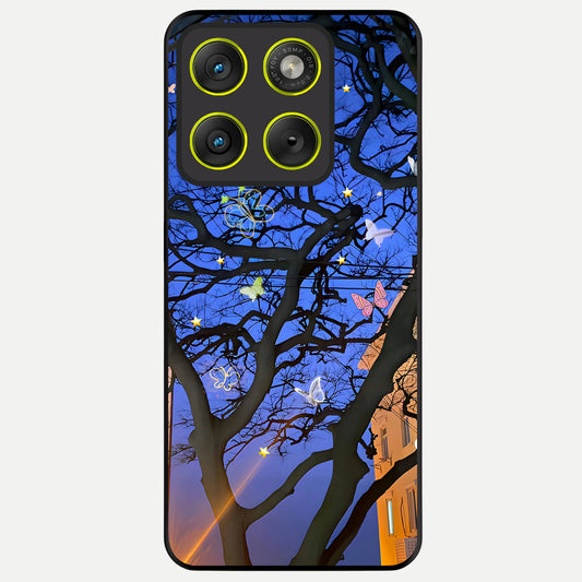  Butterfly Night Magic Glass Case For Moto Edge 70 back cover – full design glossy printed glass finish