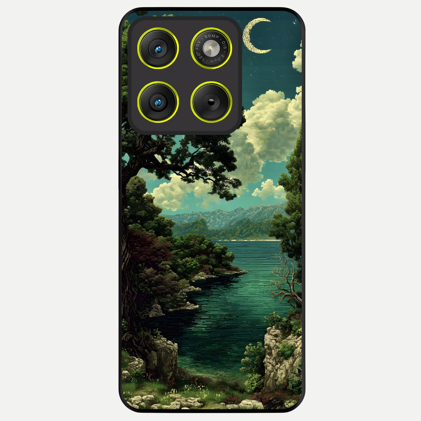  Celestial Lake Peace Glass Case For Moto Edge 70 back cover – full design glossy printed glass finish