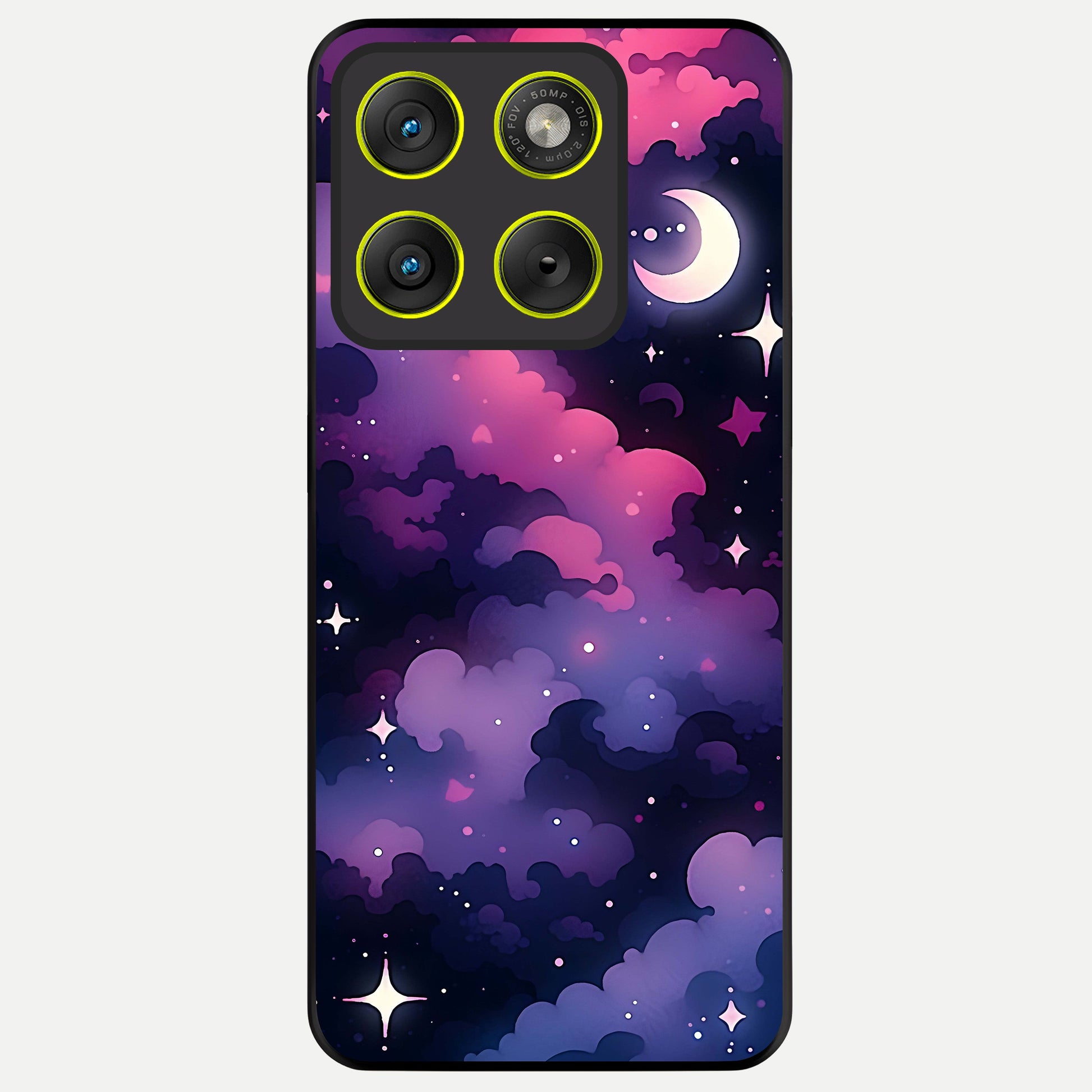  Celestial Moon Magic Glass Case For Moto Edge 70 back cover – full design glossy printed glass finish