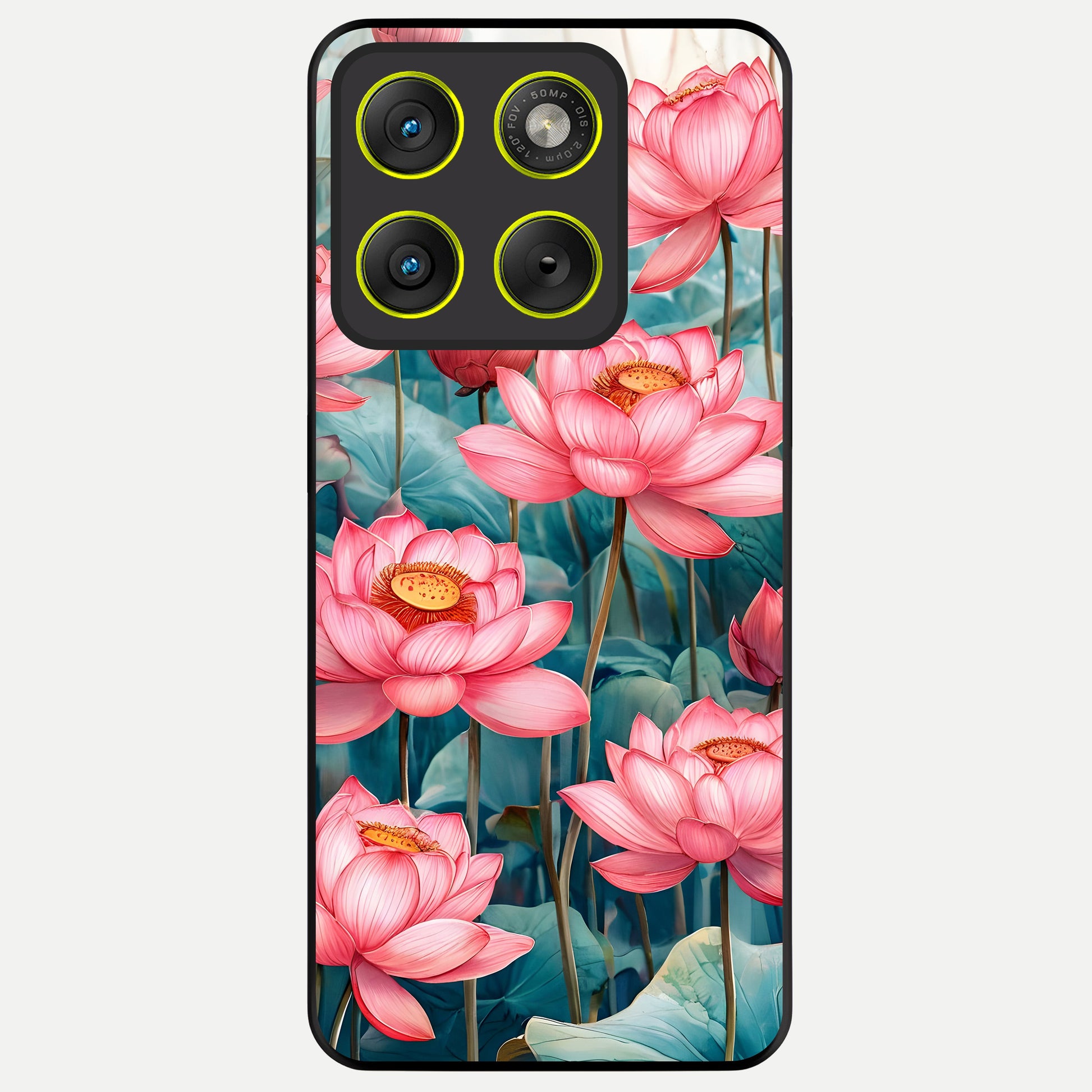  Celestial Pink Lotus Glass Case For Moto Edge 70 back cover – full design glossy printed glass finish