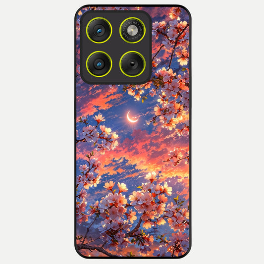  Celestial Sakura Sunset Glass Case For Moto Edge 70 back cover – full design glossy printed glass finish