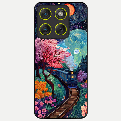  Celestial Train Journey Glass Case For Moto Edge 70 back cover – full design glossy printed glass finish