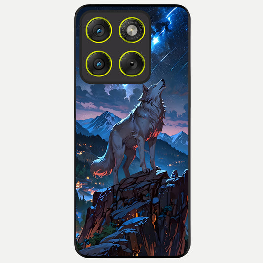  Celestial Wolf Howl Glass Case For Moto Edge 70 back cover – full design glossy printed glass finish