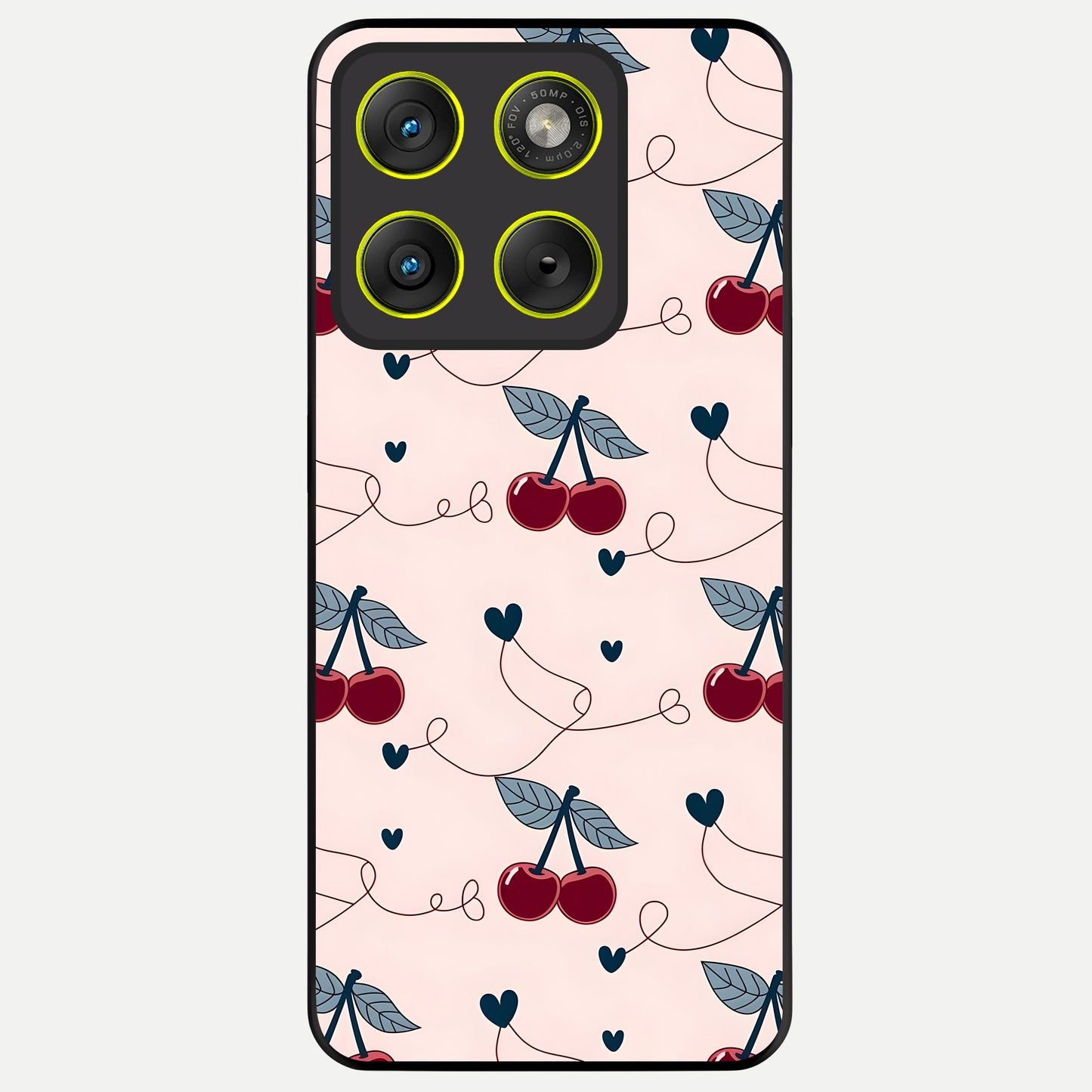  Cherry Heart Line Glass Case For Moto Edge 70 back cover – full design glossy printed glass finish
