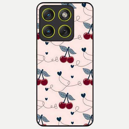  Cherry Heart Line Glass Case For Moto Edge 70 back cover – full design glossy printed glass finish