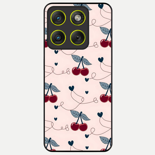  Cherry Heart Line Glass Case For Moto Edge 70 back cover – full design glossy printed glass finish