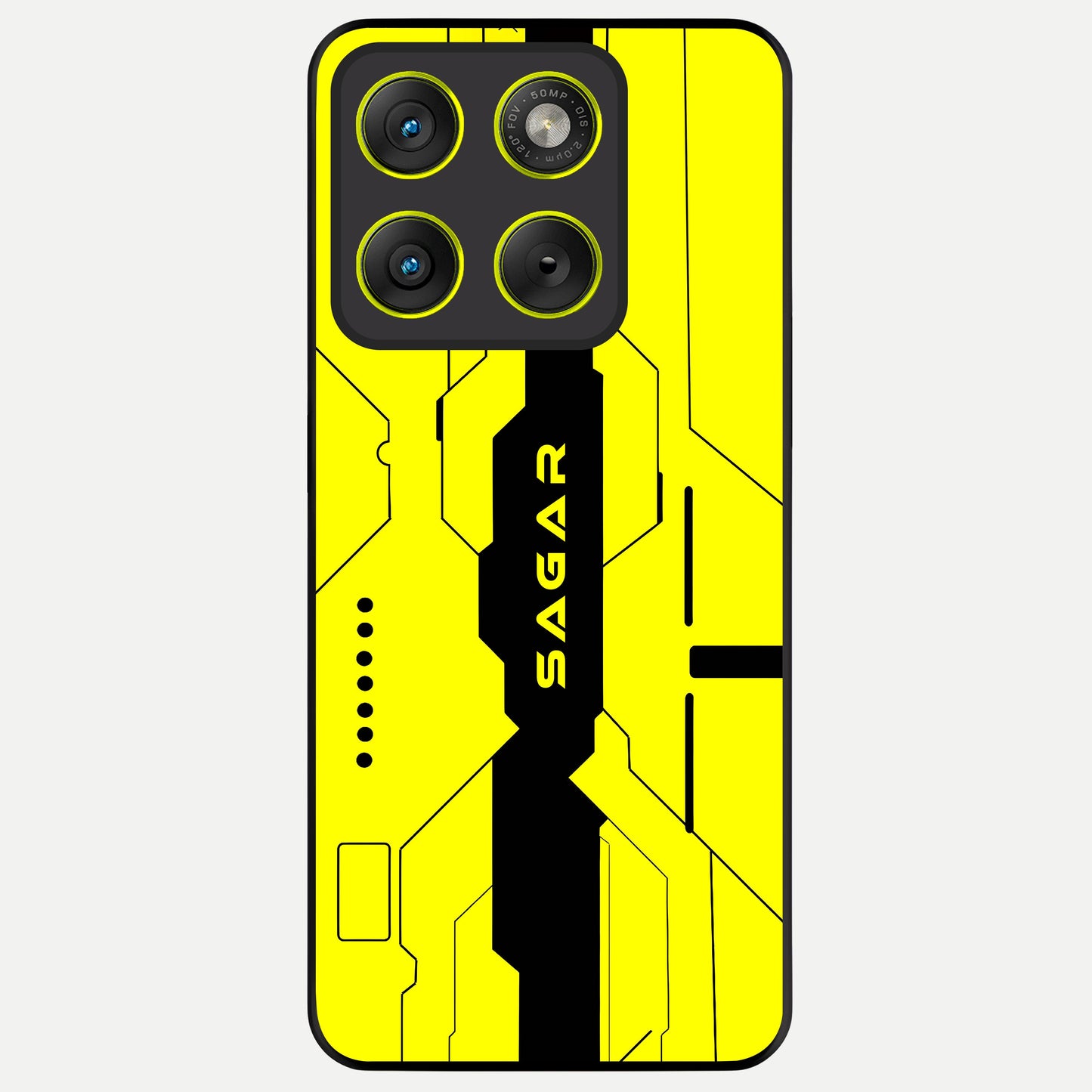  Circuit CYBERPUNK Custom Name Glass Case For Moto Edge 70 back cover – full design glossy printed glass finish