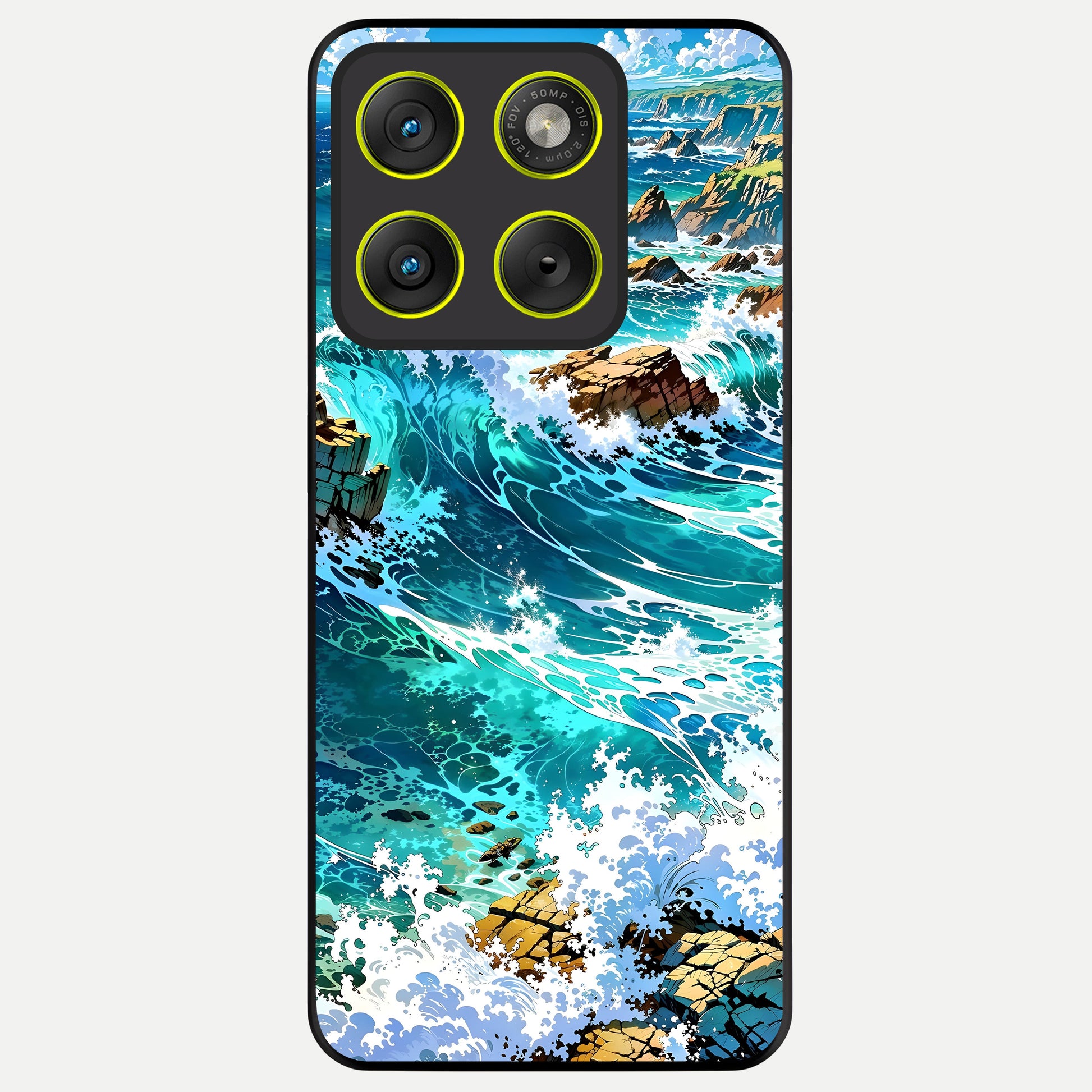  Coastal Blue Waves Glass Case For Moto Edge 70 back cover – full design glossy printed glass finish